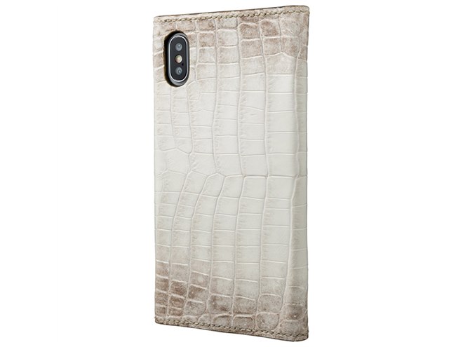 クロコダイルレザー ケース ベージュ　ヒマラヤンクロコ希少 28万円から、希少なヒマラヤクロコとエレファントレザーのiPhone