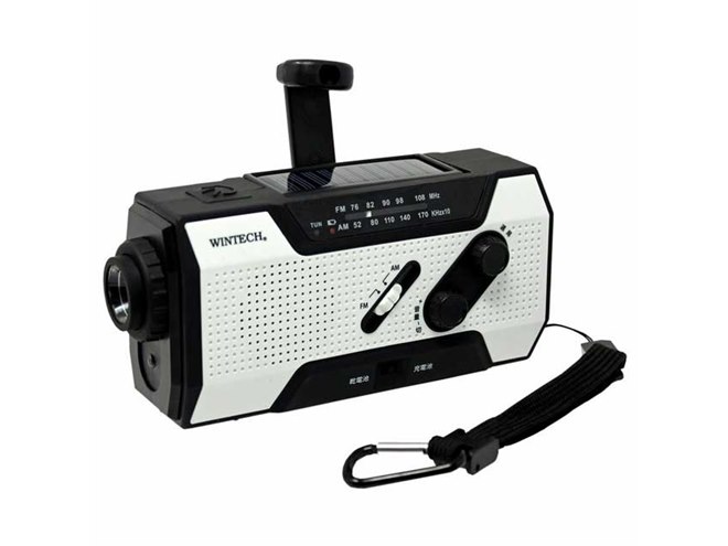 WINTECH、緊急時サイレン機能付き防滴手回し充電ラジオ「KDR-201W