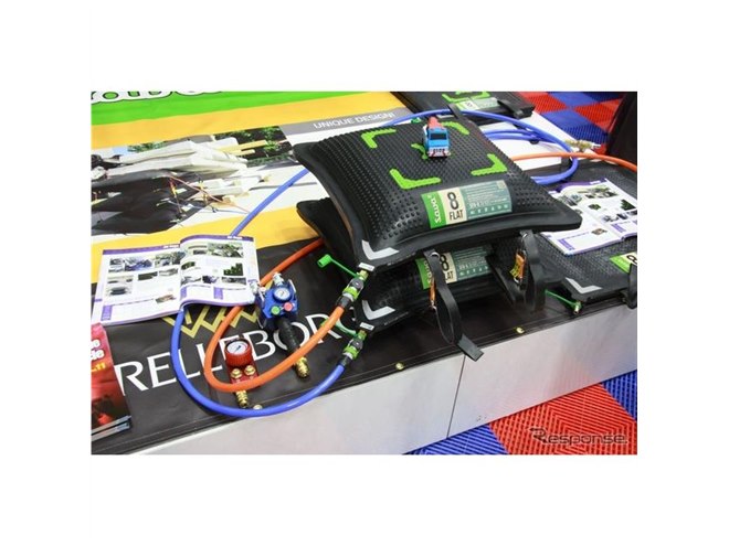 トンネルで横転したトラックを起せるエアジャッキ…IAAE 2019 - 価格.com