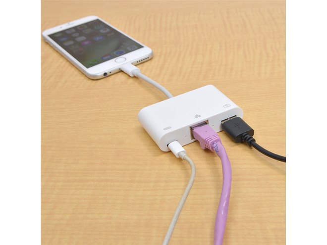 サンコー、iPhone向けに「Lightning/イーサネット/USB接続 サンコー、iPhone向けに「Lightning/イーサネット/USB接続