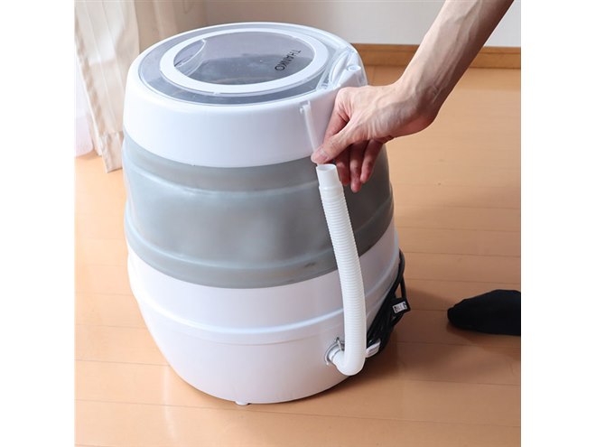 サンコー、コンパクトにたたんで収納できる「折りたたみ洗濯機