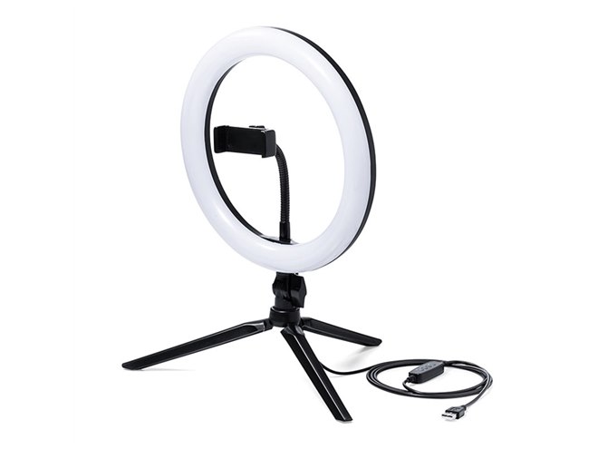 サンワ、スマホ用ホルダーを装備したLEDリングライト「200-DGCAM019