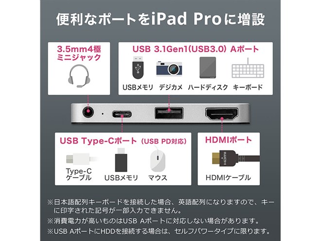 サンワ、「iPad Pro」専用設計のPD対応Type-Cハブ2機種 - 価格.com