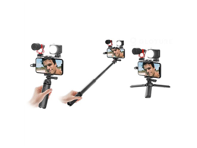 YouTube撮影セット　新品・未使用 楽天市場】LEDビデオライト&マイク付き スマホ三脚 LEDライト