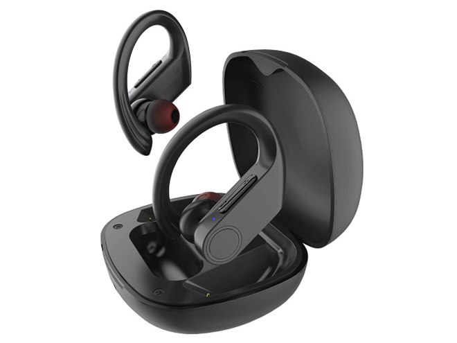 ゲオ、税別4,980円のイヤーフック型IPX7防水完全ワイヤレスイヤホン