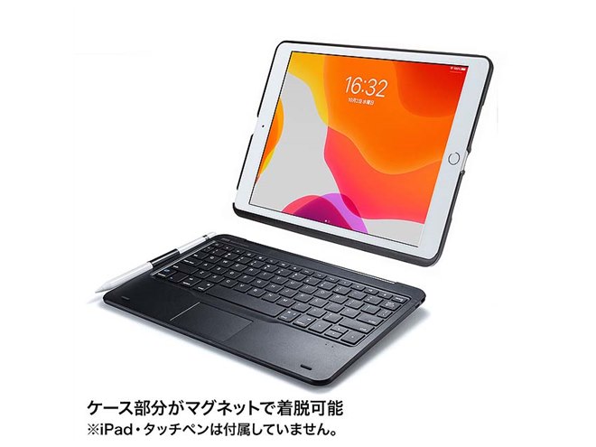 サンワ、10.2型iPad用のタッチパッド内蔵Bluetoothキーボード「SKB