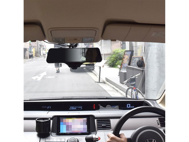 リアカメラ付き、ミラー型全面液晶360度ドライブレコーダーが19,800円