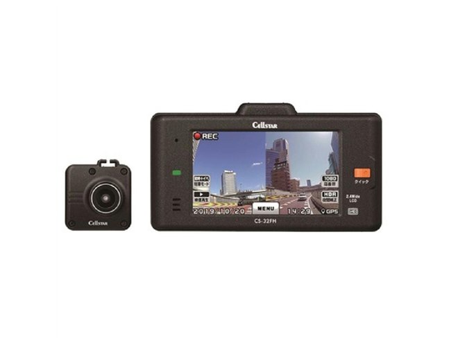ドライブレコーダー CS-32FH 前後2カメラ 32GB microSD付 セルスター、2.4型ワイド液晶タッチパネル搭載の2カメラドライブ