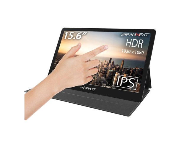 JAPANNEXT、USB Type-C接続でタッチ操作対応の15.6型モバイルモニター