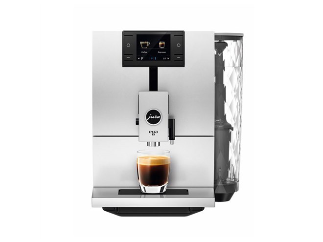 クリスタルカラフ”イメージの水タンクを採用した全自動コーヒーマシン