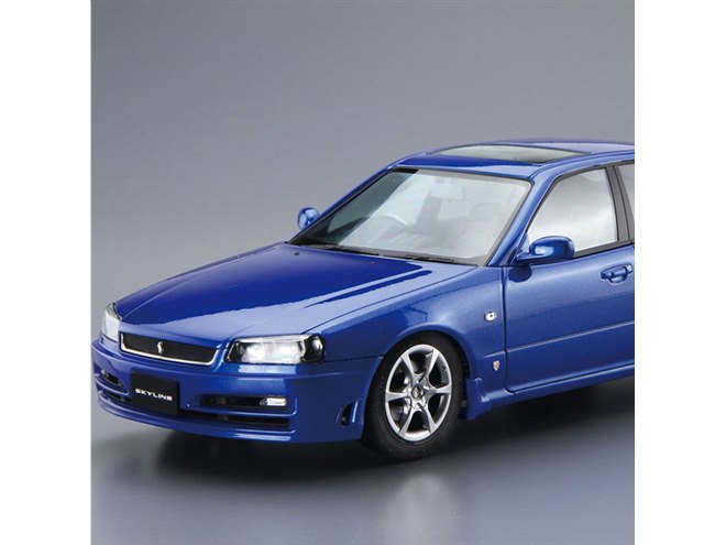 AOSHIMA、カタログ仕様を再現した「R34型スカイライン」1/24模型