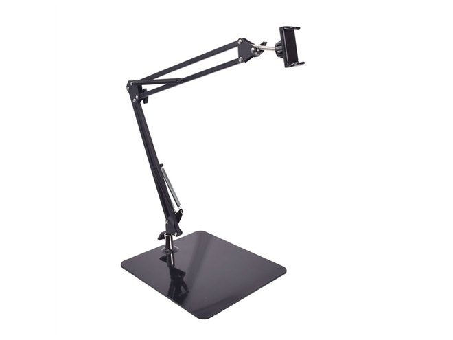 サンコー、タブレット/スマホ用ホルダー付き「超安定スプリングアーム