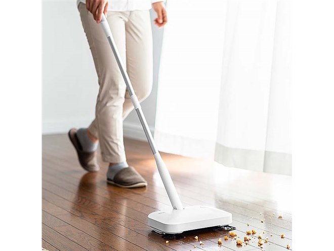 サンワ、ゴミの吸い取りと乾拭きを同時にできるコードレス電動