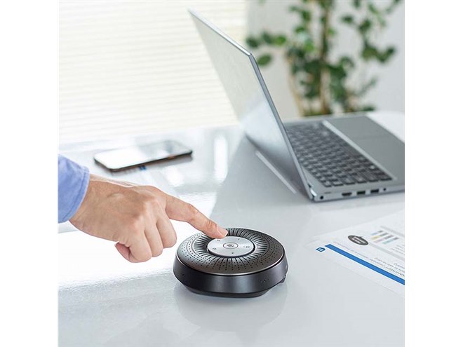 サンワ、360度全方向の声を拾える会議用スピーカーフォン「MM-BTMSP1