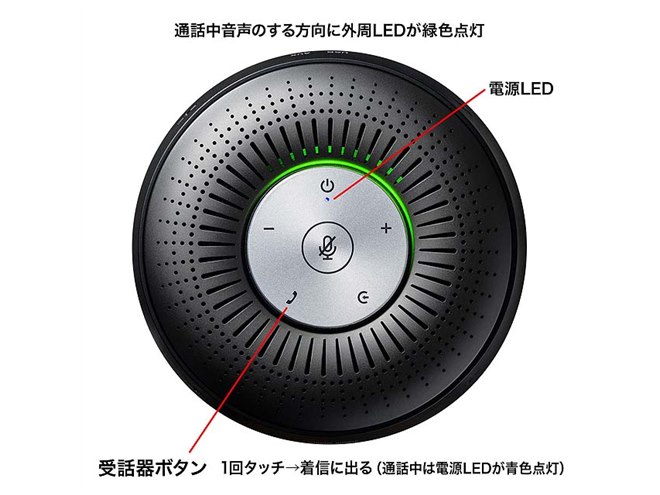 サンワ、360度全方向の声を拾える会議用スピーカーフォン「MM-BTMSP1