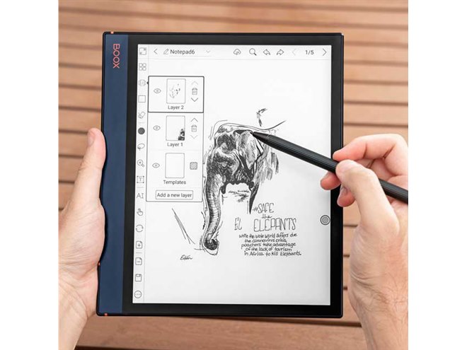 SKT、重力センサー搭載で自動回転する10.3型E Inkタブレット「Boox