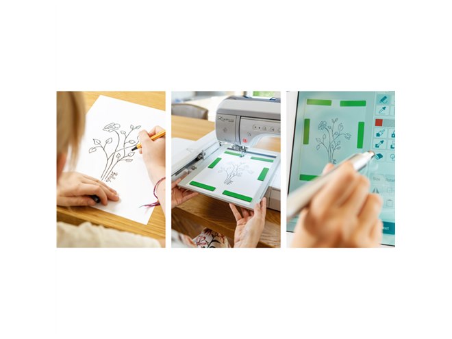 税別200万円、刺しゅう模様を投影できるプロジェクター搭載ミシンを