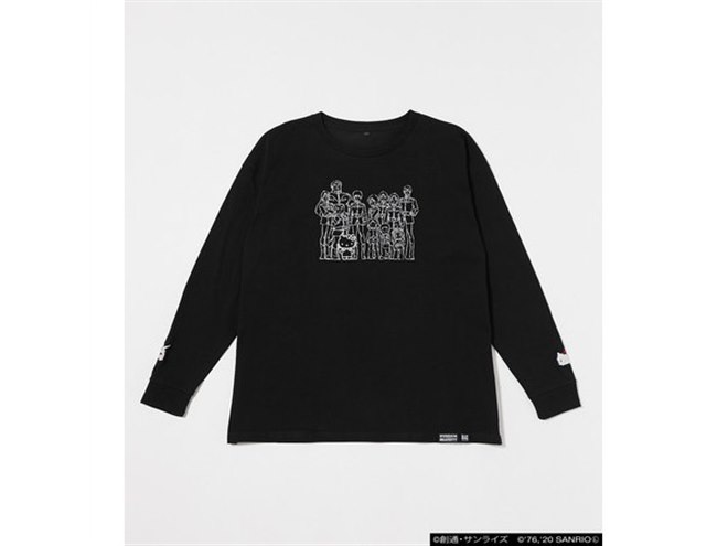 【激レア】ガンダム×ハローキティ　コラボ　Tシャツ　サイズL ブラック ガンダムVSハローキティ」キティがMSやシャアになりきった