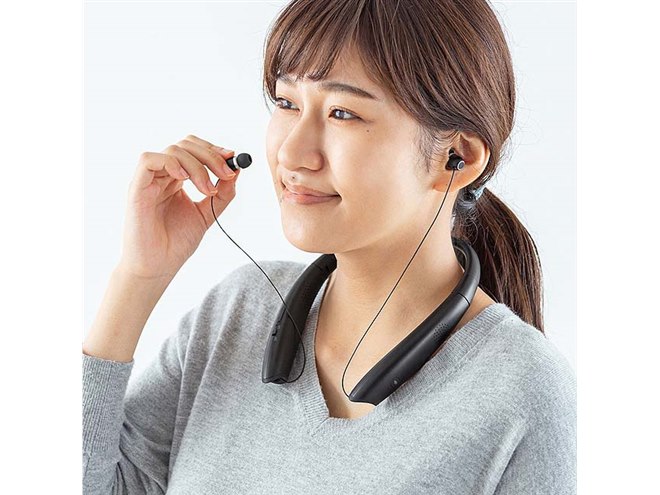 サンワ、スピーカーとイヤホンを一体化したネックスピーカー「MM