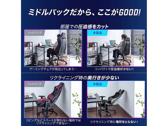 サンワ、リクライニングゲーミングチェア「150-SNCL021」 - 価格.com