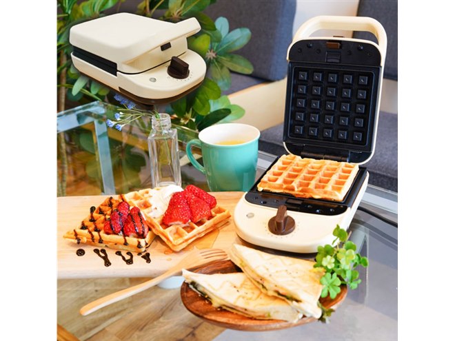 サンコー、タイマー機能付きホットサンド&ワッフルメーカー サンコー、タイマー機能付きホットサンド&ワッフルメーカー