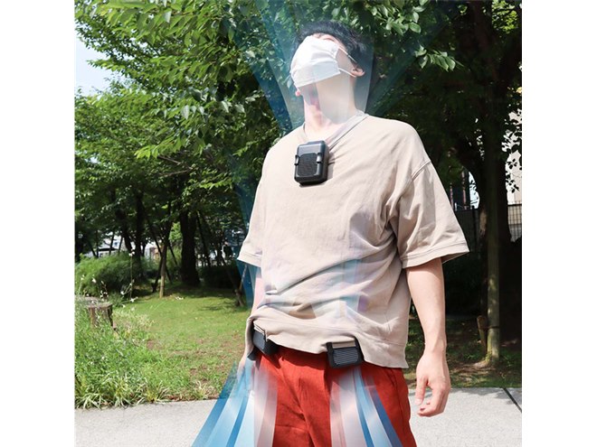 サンコー、服の中に直接風を送り込むミニ扇風機「腰ベルトファンLite