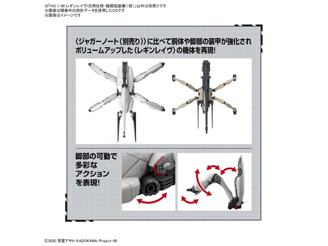 バンダイ、汎用仕様/機関砲装備から選択式の「レギンレイヴ」HGプラモ