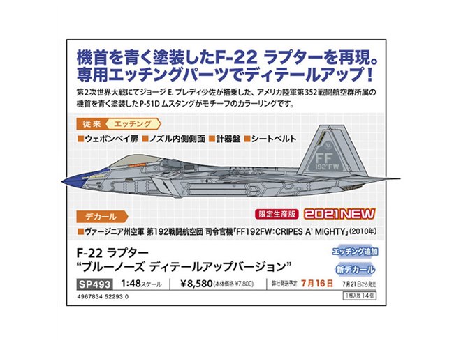 1/48「F-22 ラプター “ブルーノーズ ディテールアップバージョン”」が