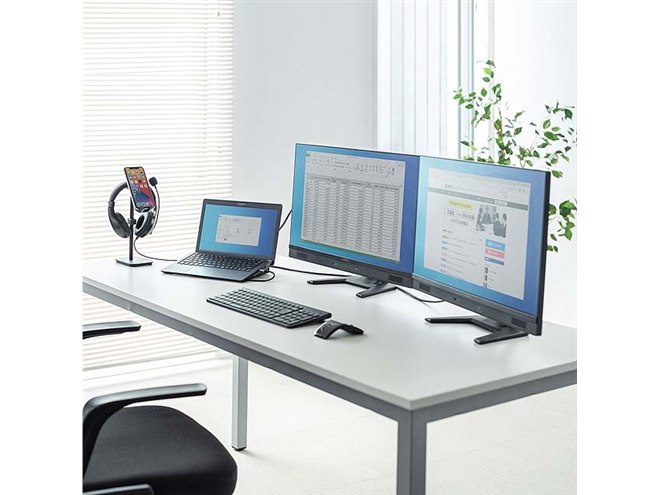 サンワ、USB Type-C接続のスタンド式ドッキングステーション