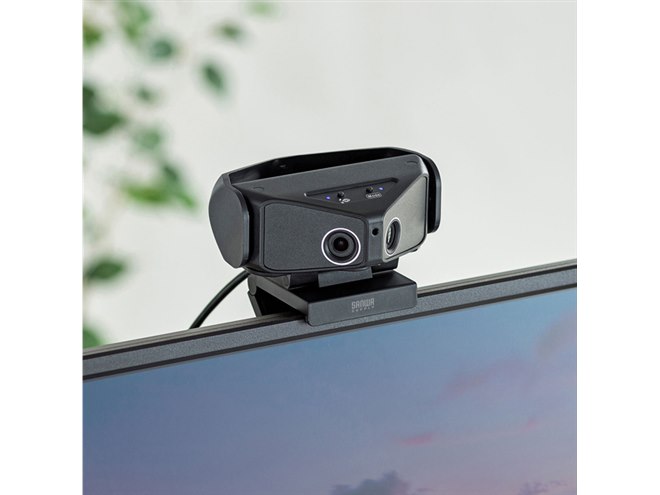 サンワ、画角180度のデュアルレンズ搭載WEBカメラ「CMS-V60BK
