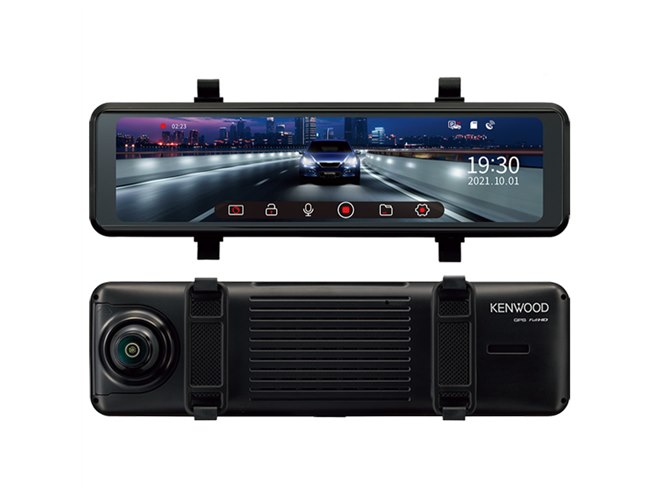 ケンウッド、 10型IPS液晶採用のデジタルルームミラー型ドラレコ「DRV
