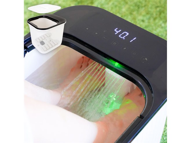 足ツボローラーとシャワー、7色の足湯LED付き「おうち秘湯