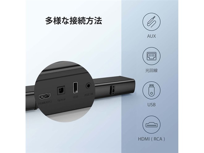 Tribit、4つのサウンドモードを搭載したスリムなサウンドバー「BTS60