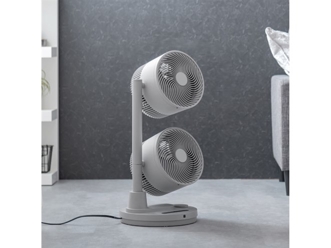 衣類乾燥/ヒーター」モード搭載で通年使える、2連ファン付き