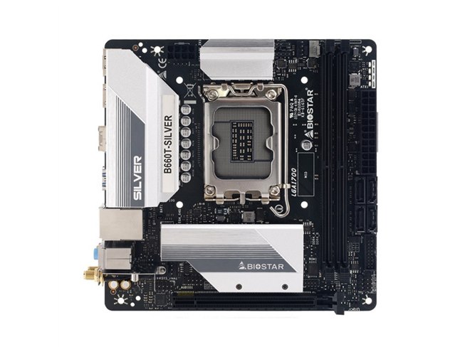 BIOSTAR、シルバーのヒートシンクを備えたMini ITXマザー「B660T