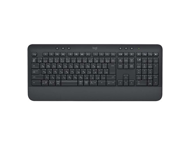 ロジクール、パームレスト付きフルサイズワイヤレスキーボードを
