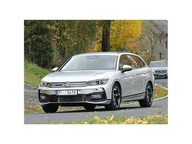 3シリーズに似ている？ VW『パサート』次期型、シルバーボディで