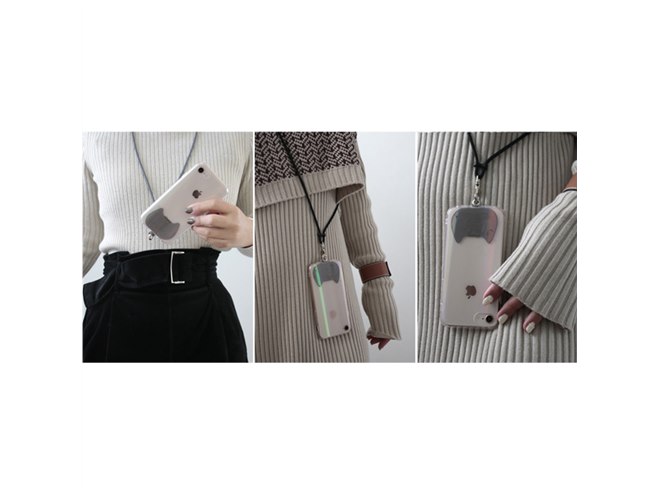 2,222円、猫型ホルダーがかわいい肩掛けタイプのスマホ