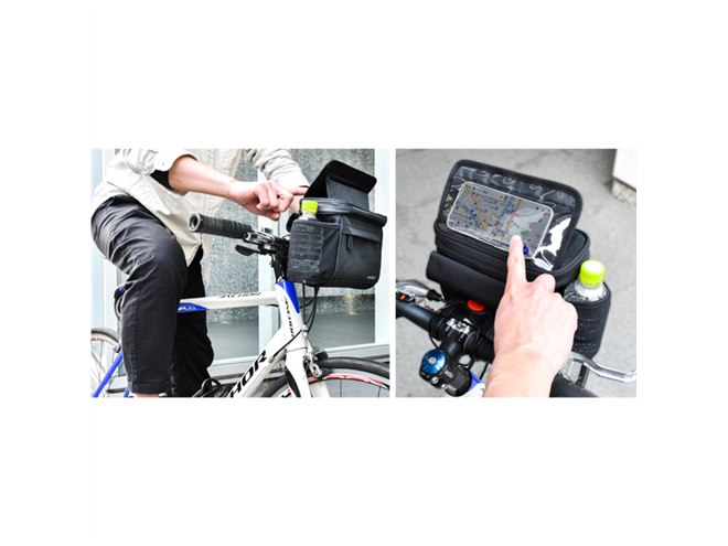 カンタン1秒脱着「スマホが見やすい自転車用2wayフロントバッグ