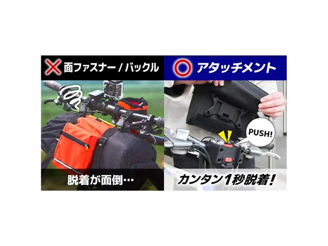 カンタン1秒脱着「スマホが見やすい自転車用2wayフロントバッグ