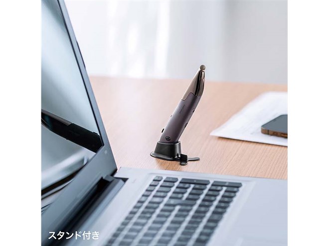 サンワ、ペンのように握れるBluetoothペン型マウス「MA-PBB317DS