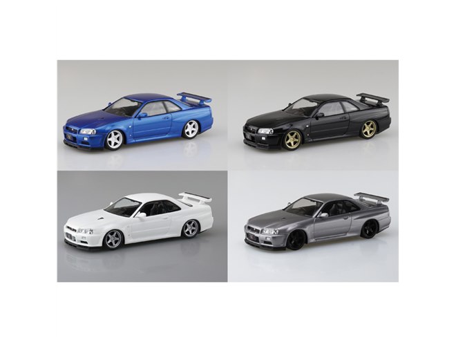 1/24 ニッサン スカイラインR34（カスタム品） ニッサン R34スカイラインGT-R」スナップキットにベイサイドブルーなど