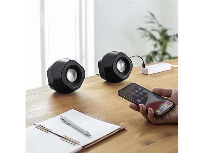 サンワ、Bluetooth/USB/3.5mm接続に対応したスピーカー「MM-SPBT6BK