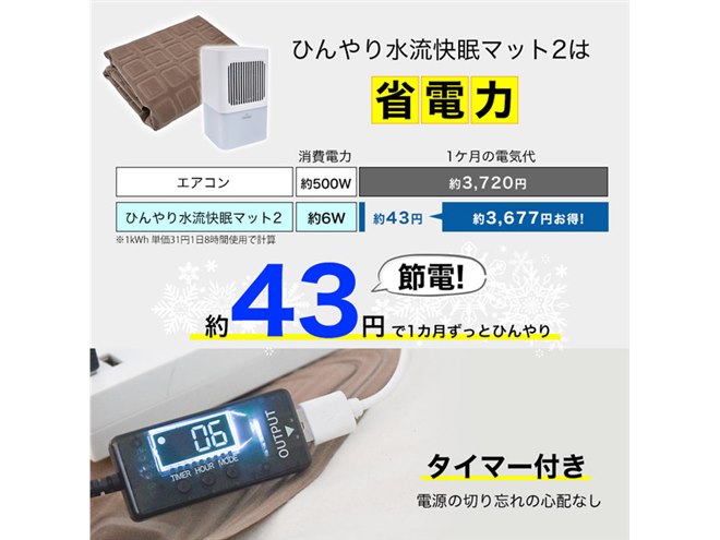 水を循環させて冷やす、水冷式「ひんやり水流快眠マット2 水を循環させて冷やす、水冷式「ひんやり水流快眠マット2