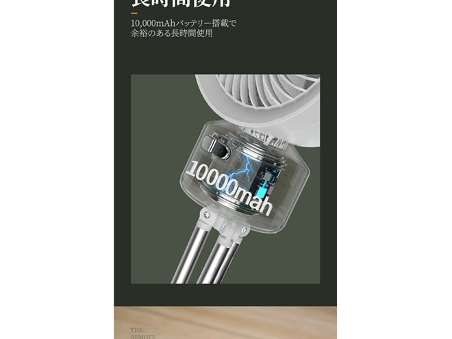 10000mAhバッテリー搭載、最大21時間使用をうたう「アウトドア