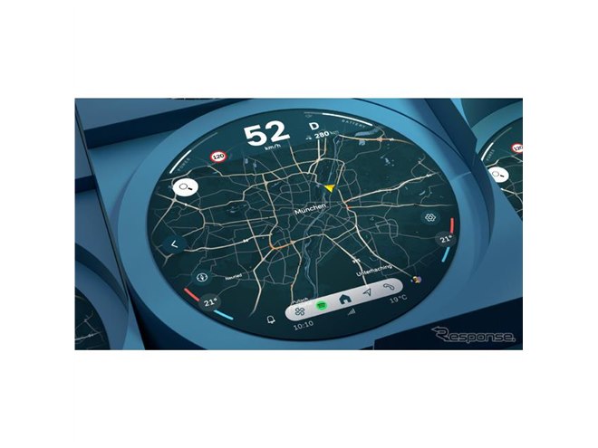 MINI純正 60 Years専用インテリアサーフェス 次世代 MINI、インテリアを先行公開…直径240mmの丸型有機EL
