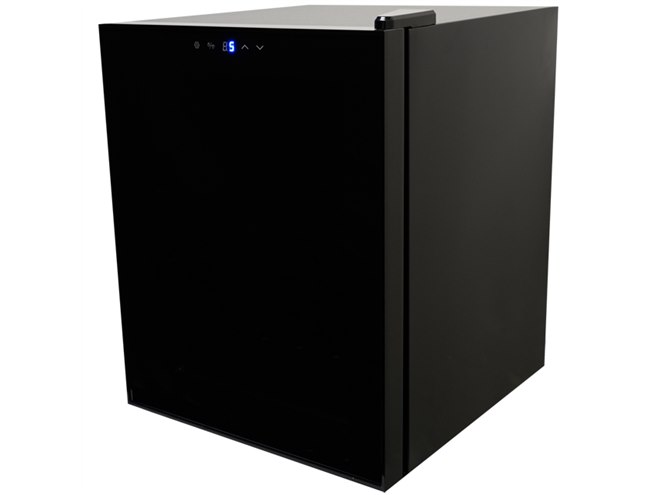 百光 24年春 新品 冷蔵庫にて縦置きに保管しています。 三ツ星貿易 小型冷蔵庫24L コンプレッサー式 右ヒンジ FR-24B-R