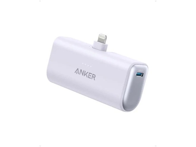 122ほぼ新品★充電7回★iPhone12mini海外版/純正バッテリー100% Anker、重さ約99gで折りたたみ式Lightning端子装備のモバイル