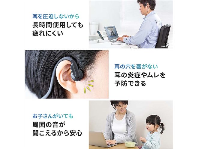 サンワ、オープンイヤー型の骨伝導ヘッドセット「400-HS047」 - 価格.com