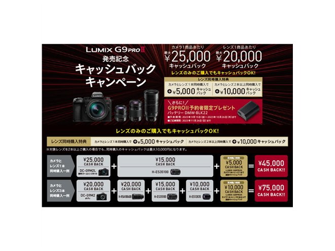 カメラ単体で25,000円還元、パナソニック「LUMIX G9PROII」発売